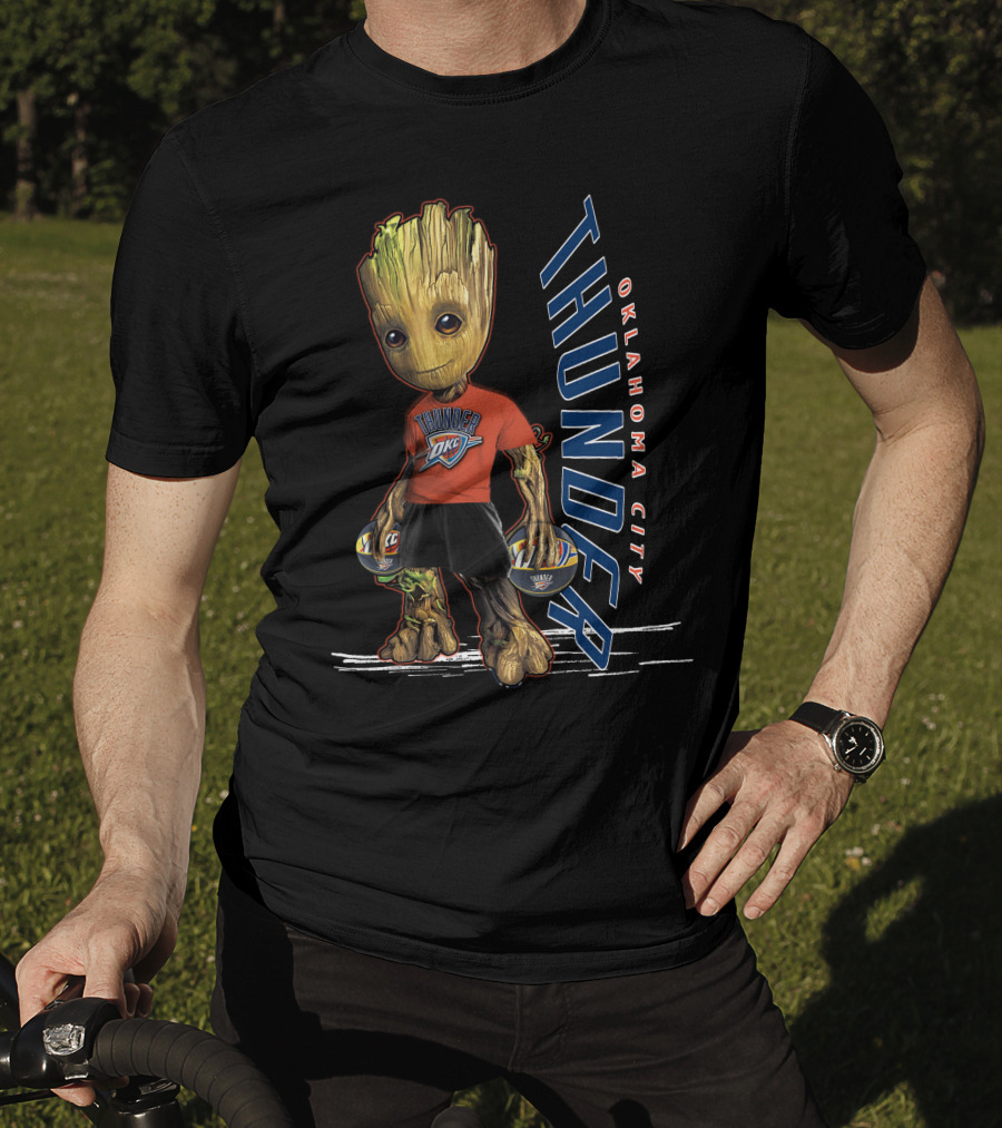 Groot Holding Oklahoma City Thunder Basketballs T-Shirt