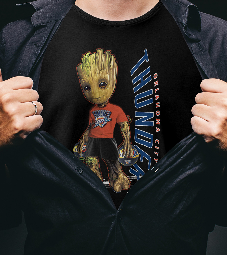 Groot Holding Oklahoma City Thunder Basketballs T-Shirt