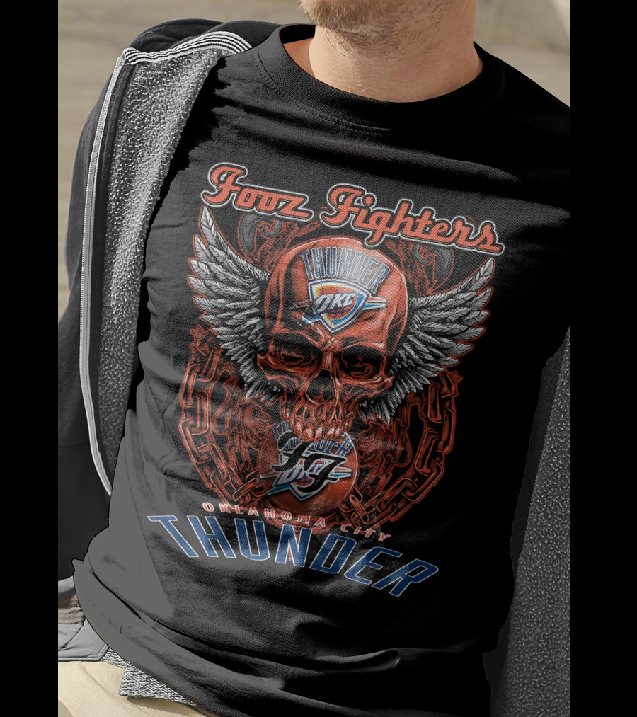 Foo Fighters Oklahoma City Thunder OKC Skull Wings T-Shirt
