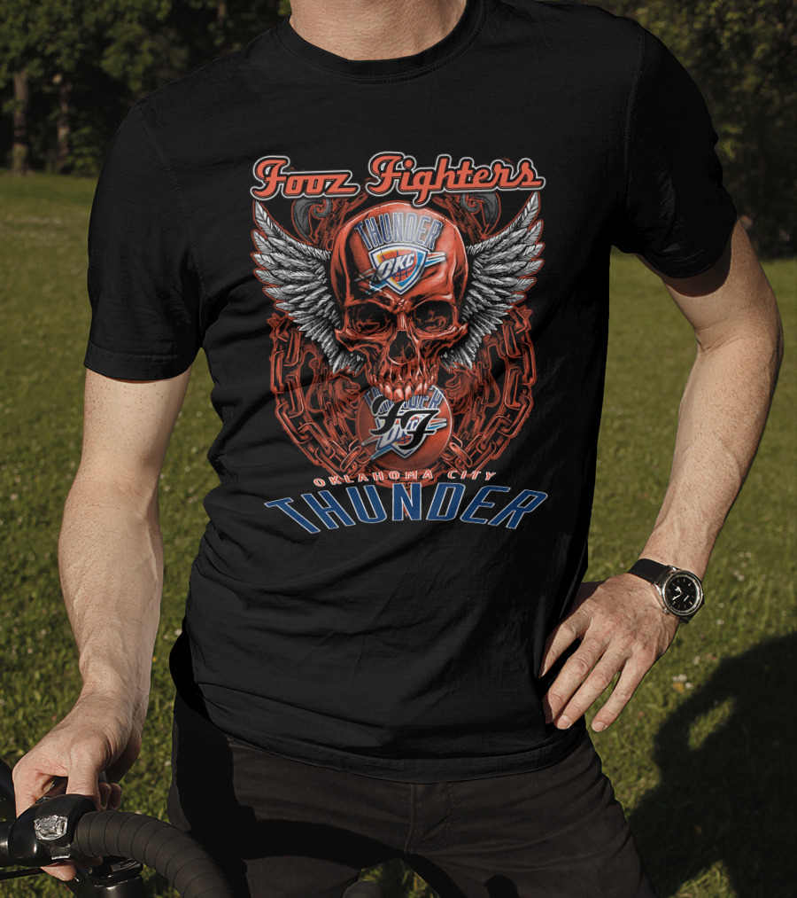 Foo Fighters Oklahoma City Thunder OKC Skull Wings T-Shirt