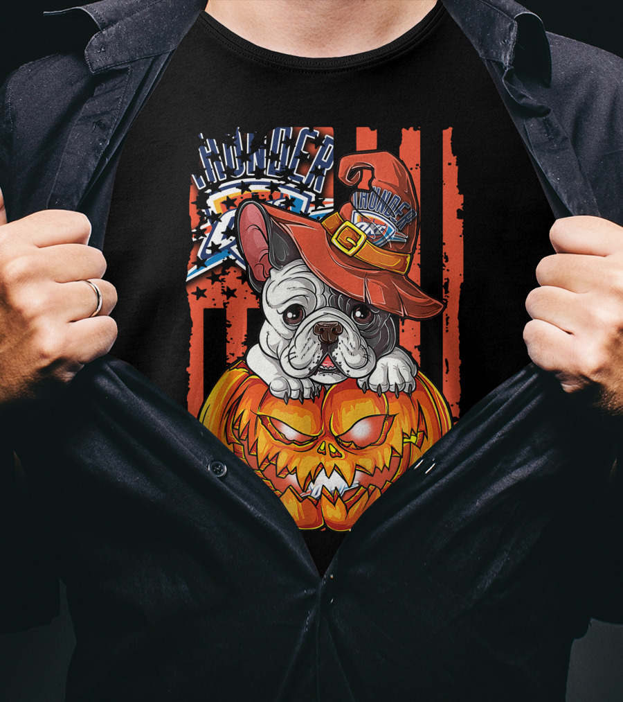 Hlw Bulldog Oklahoma City Thunder Halloween Pumpkin T-Shirt