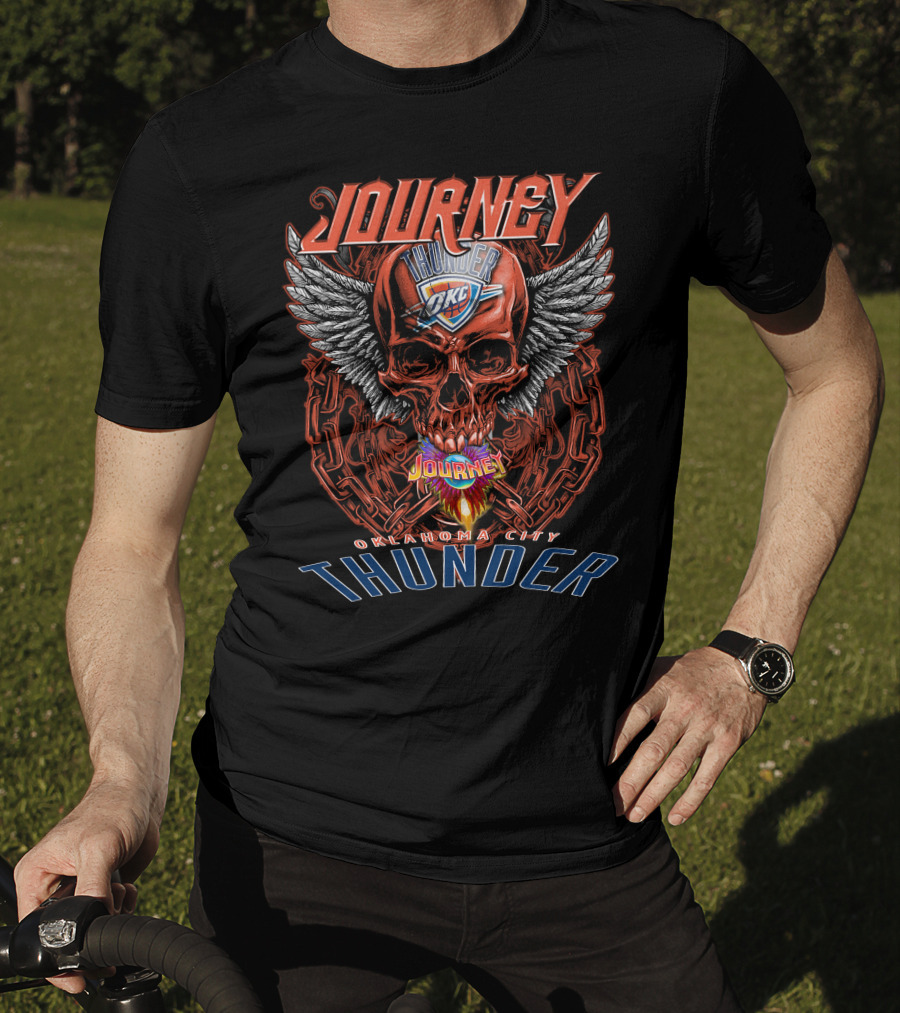 Journey Oklahoma City Thunder Skull Wings T-Shirt