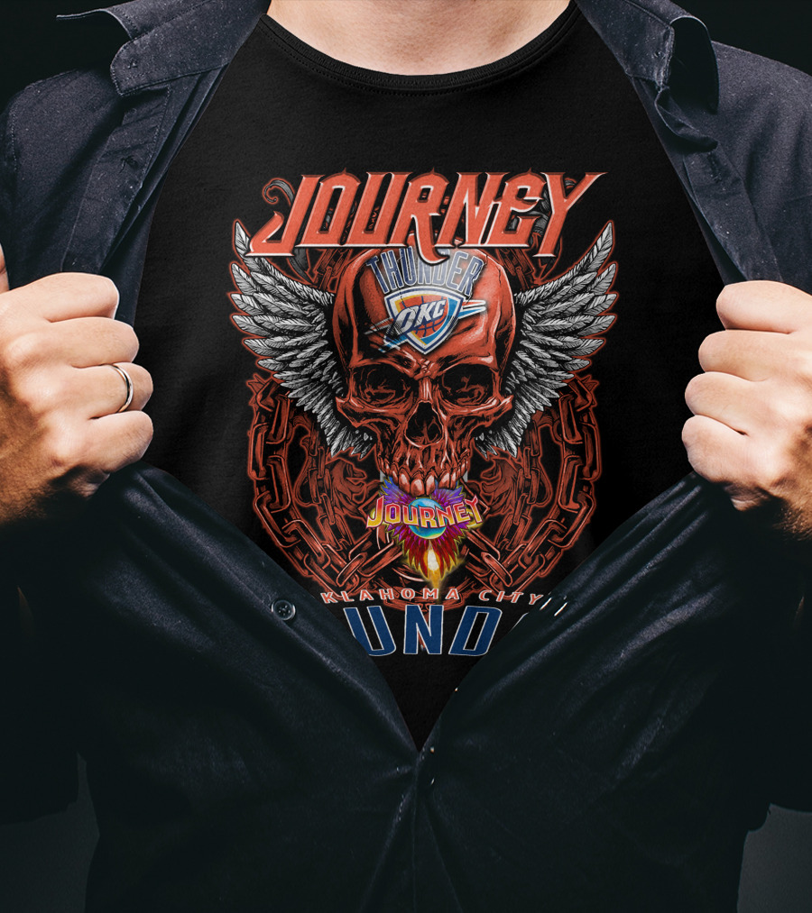 Journey Oklahoma City Thunder Skull Wings T-Shirt
