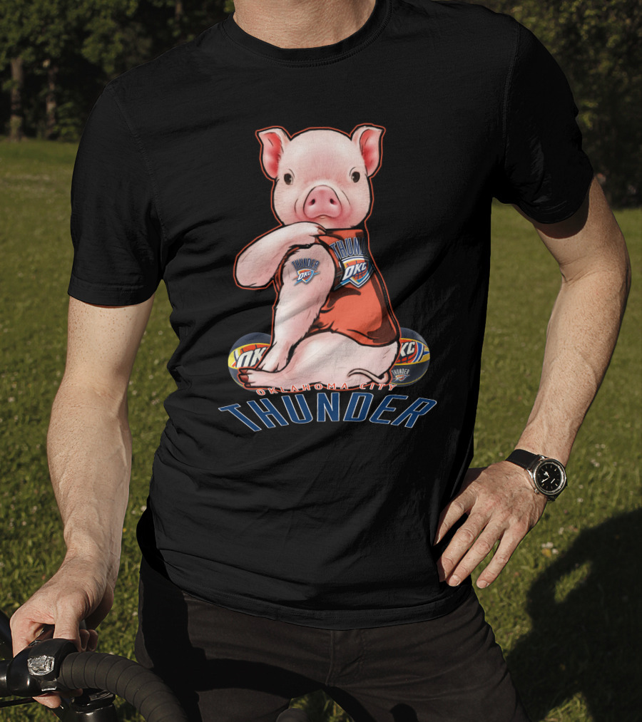 Pig Wearing Oklahoma City Thunder Basketball Jersey T-Shirt