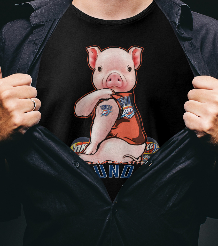 Pig Wearing Oklahoma City Thunder Basketball Jersey T-Shirt