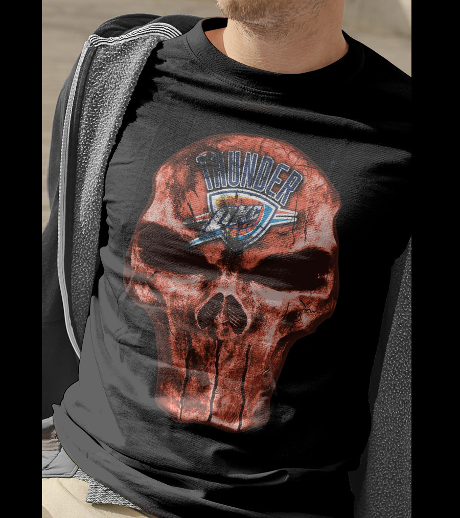 Skull Oklahoma City Thunder Logo Thunder T-Shirt