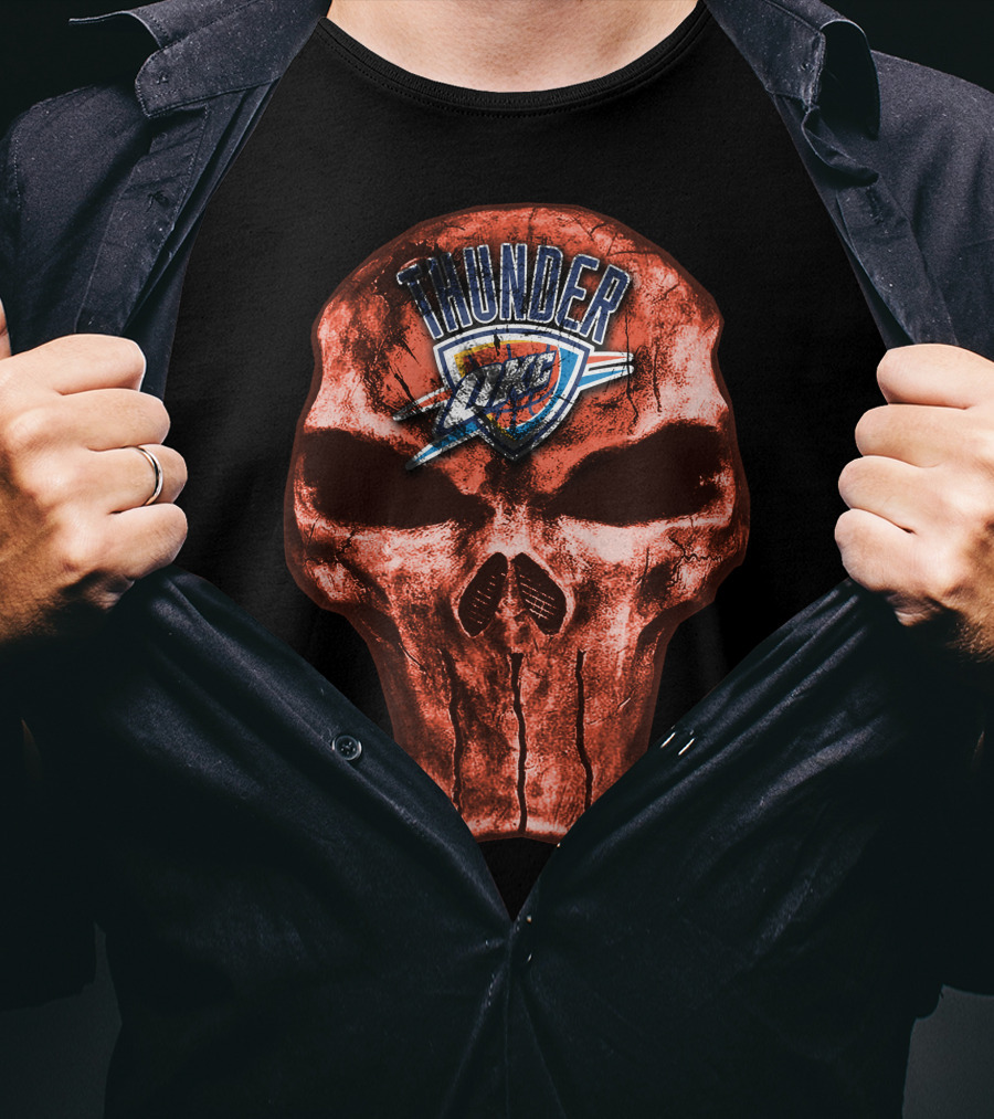 Skull Oklahoma City Thunder Logo Thunder T-Shirt