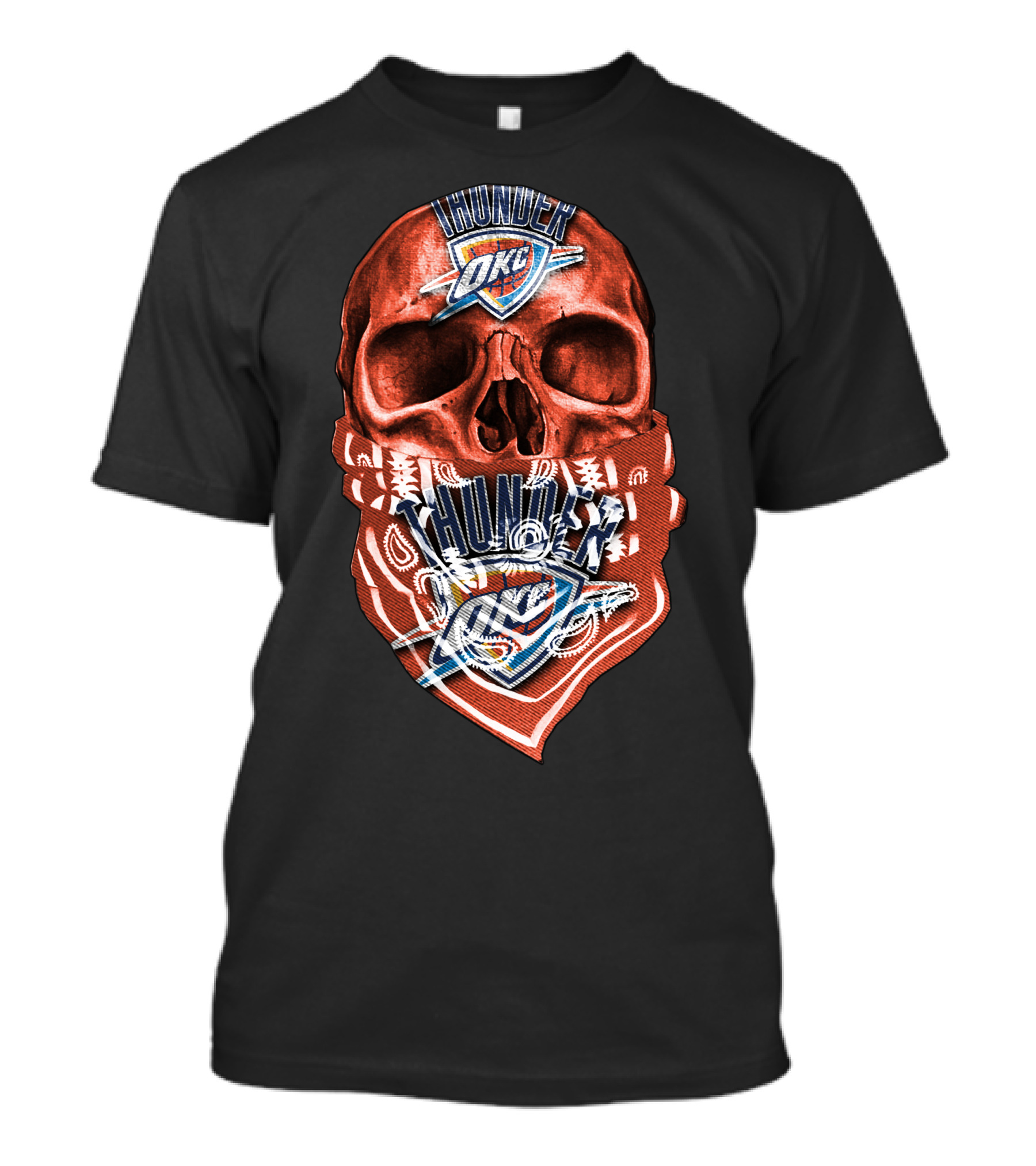 Skull Oklahoma City Thunder Logo Bandana T-Shirt