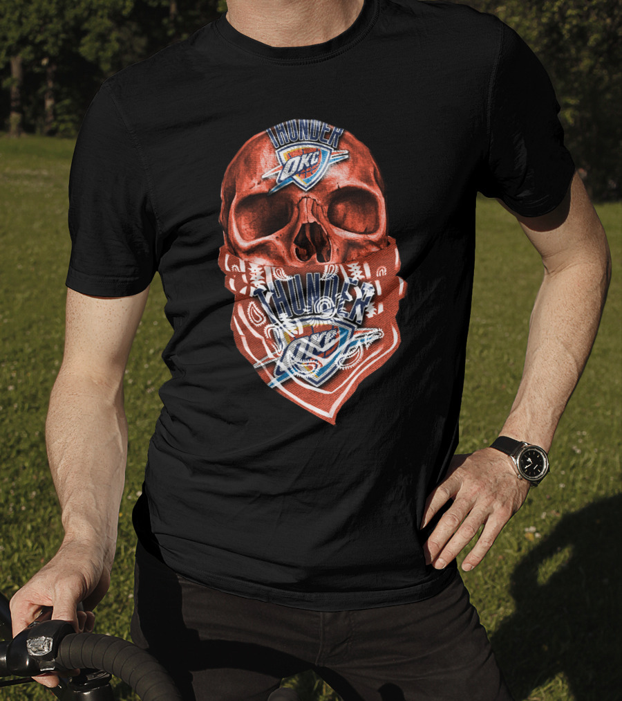 Skull Oklahoma City Thunder Logo Bandana T-Shirt