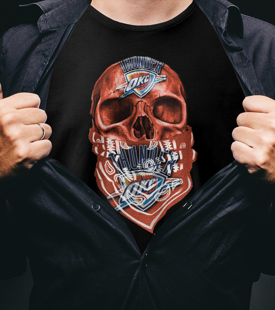 Skull Oklahoma City Thunder Logo Bandana T-Shirt