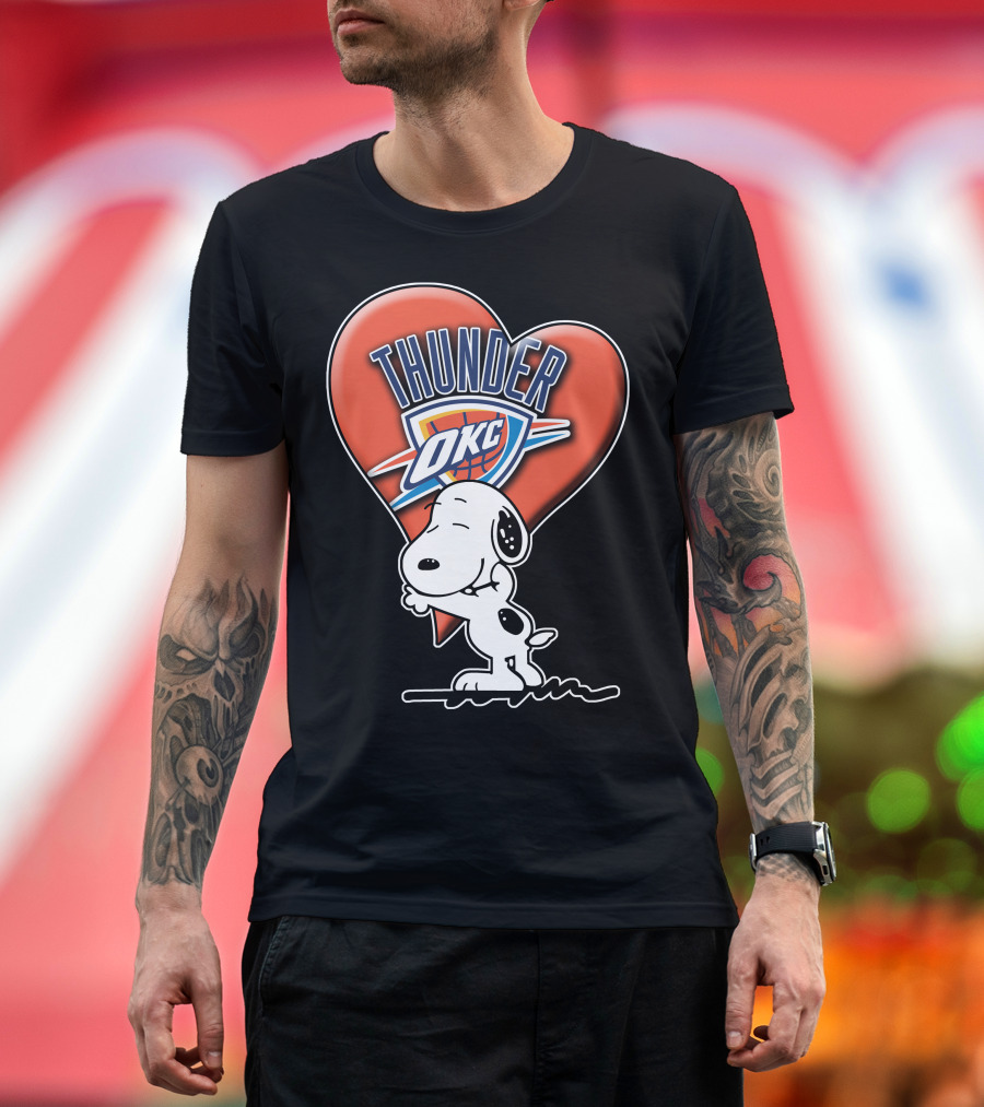 Snp V1 Oklahoma City Thunder Okc Snoopy Heart T-Shirt
