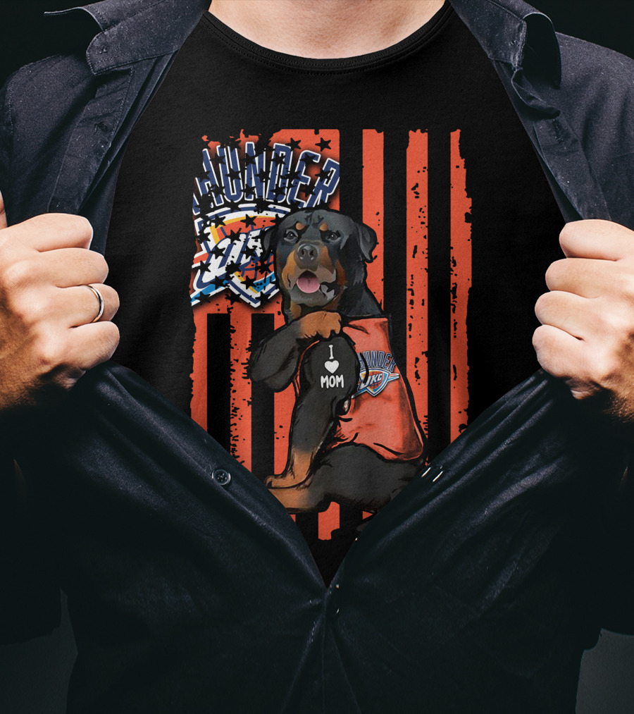 Rottweiler I Love Mom Oklahoma City Thunder Fan T-Shirt