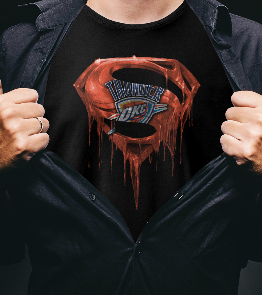 Oklahoma City Thunder Superman Logo Fusion T-Shirt