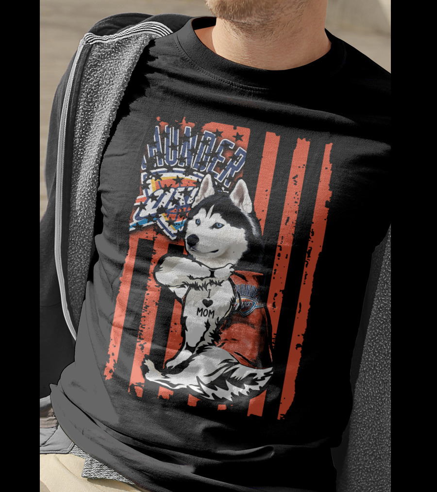 Thunder Siberian Husky Mom Oklahoma City Basketball T-Shirt