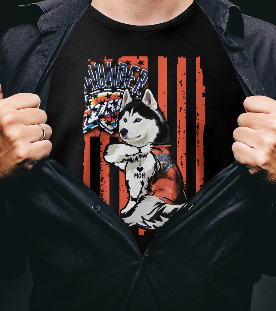 Thunder Siberian Husky Mom Oklahoma City Basketball T-Shirt