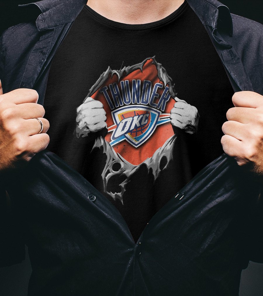 Torn Thunder OKC Basketball Fan T-Shirt