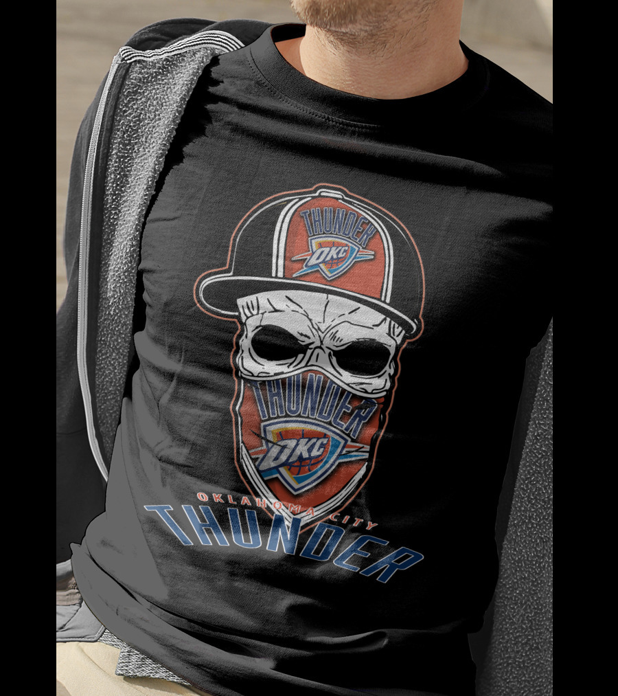 Thunder OCK Oklahoma City Skull Hat T-Shirt