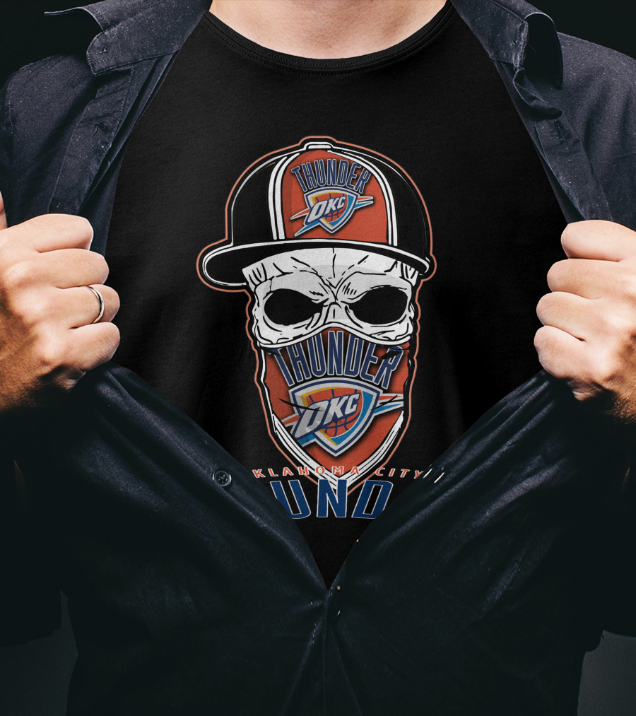 Thunder OCK Oklahoma City Skull Hat T-Shirt