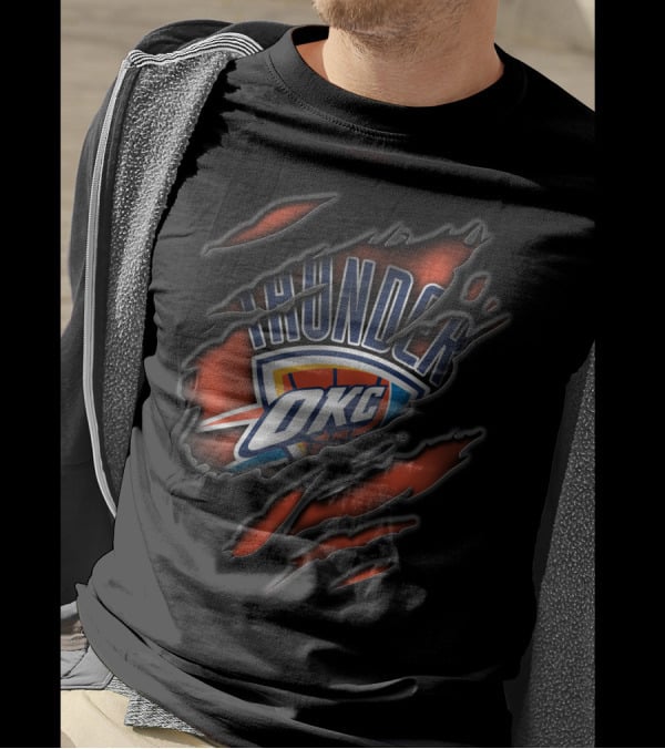 Torn OKC Thunder Logo Ripped T-Shirt