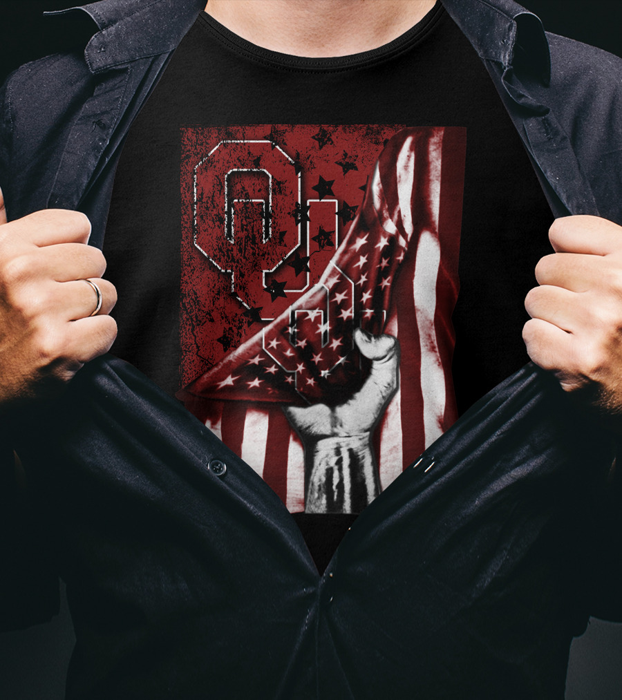 Oklahoma Sooners Flag Stars And Stripes Hand T-Shirt