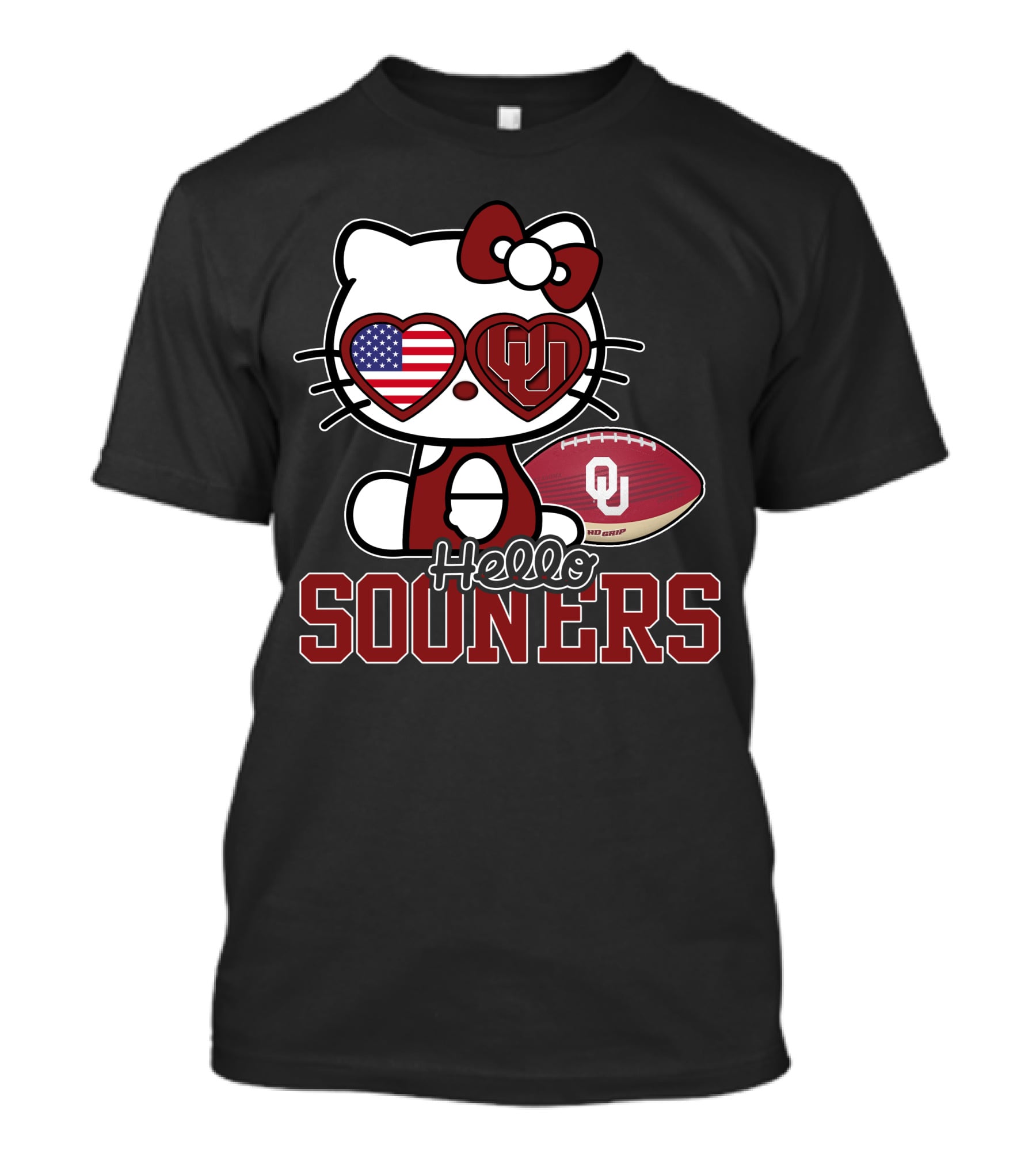 Hello Kitty Oklahoma Sooners Football American Flag T-Shirt