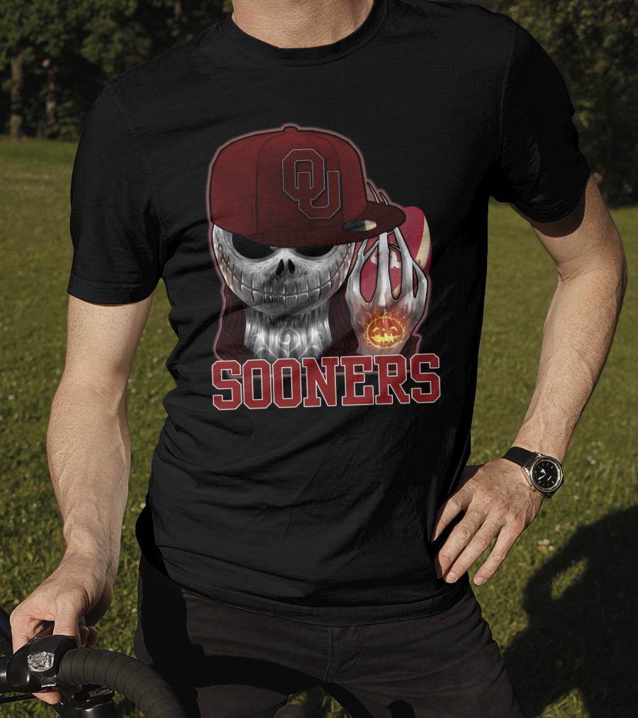 Jackskull Oklahoma Sooners Halloween Skeleton Pumpkin T-Shirt