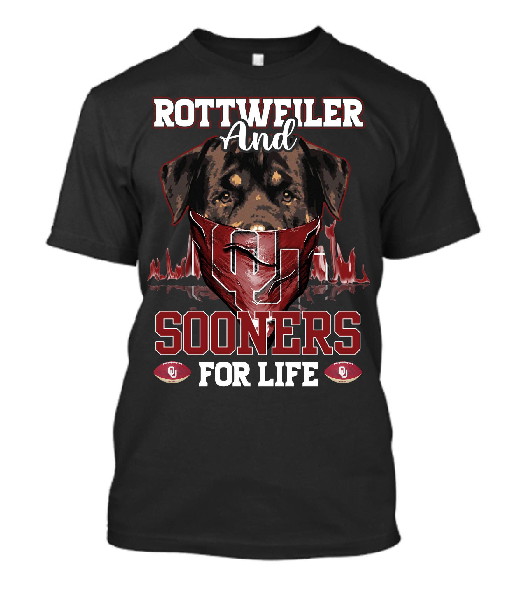 Rottweiler And Sooners For Life OU Football Fans T-Shirt