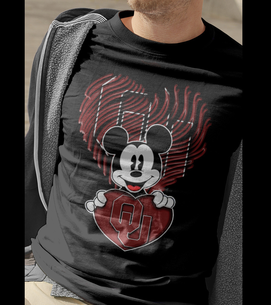 Mick Oklahoma Sooners Heart OU Mickey T-Shirt