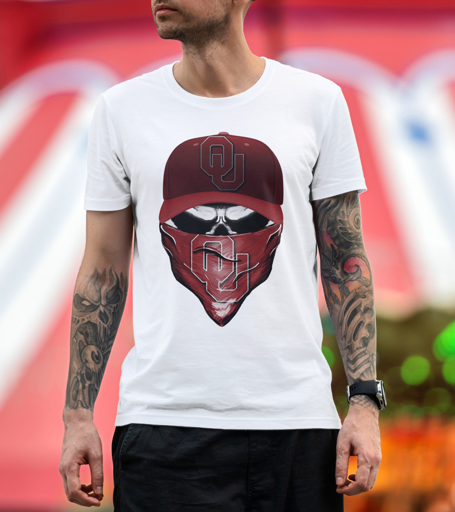 OU Skull Red Cap Bandana Oklahoma Sooners T-Shirt