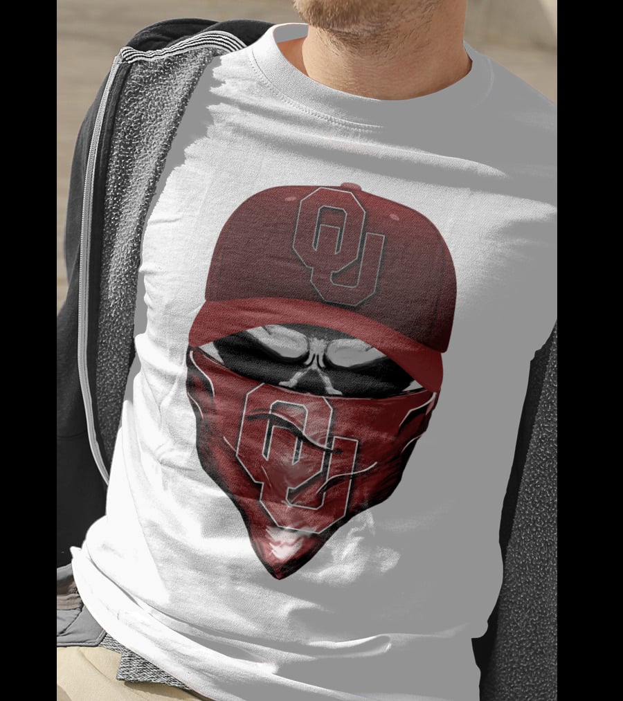 OU Skull Red Cap Bandana Oklahoma Sooners T-Shirt