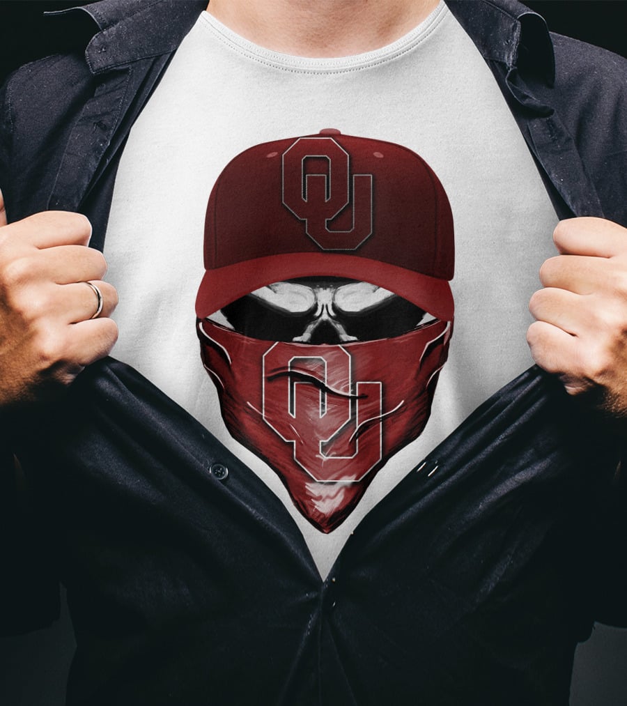 OU Skull Red Cap Bandana Oklahoma Sooners T-Shirt