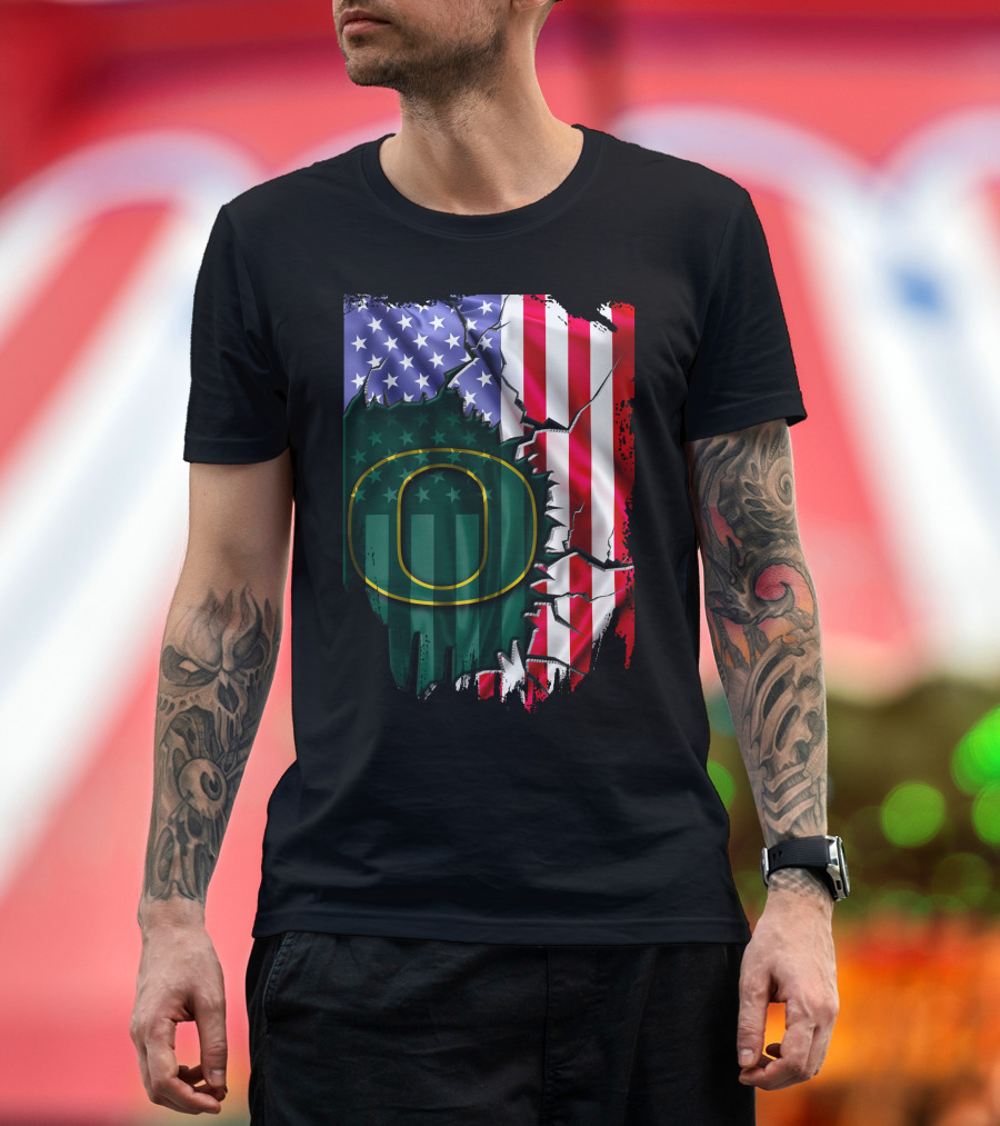 American Flag Oregon Ducks T-Shirt