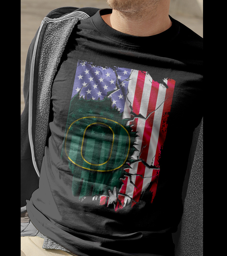 American Flag Oregon Ducks T-Shirt