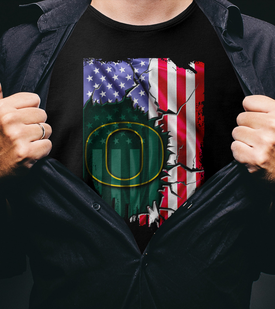 American Flag Oregon Ducks T-Shirt