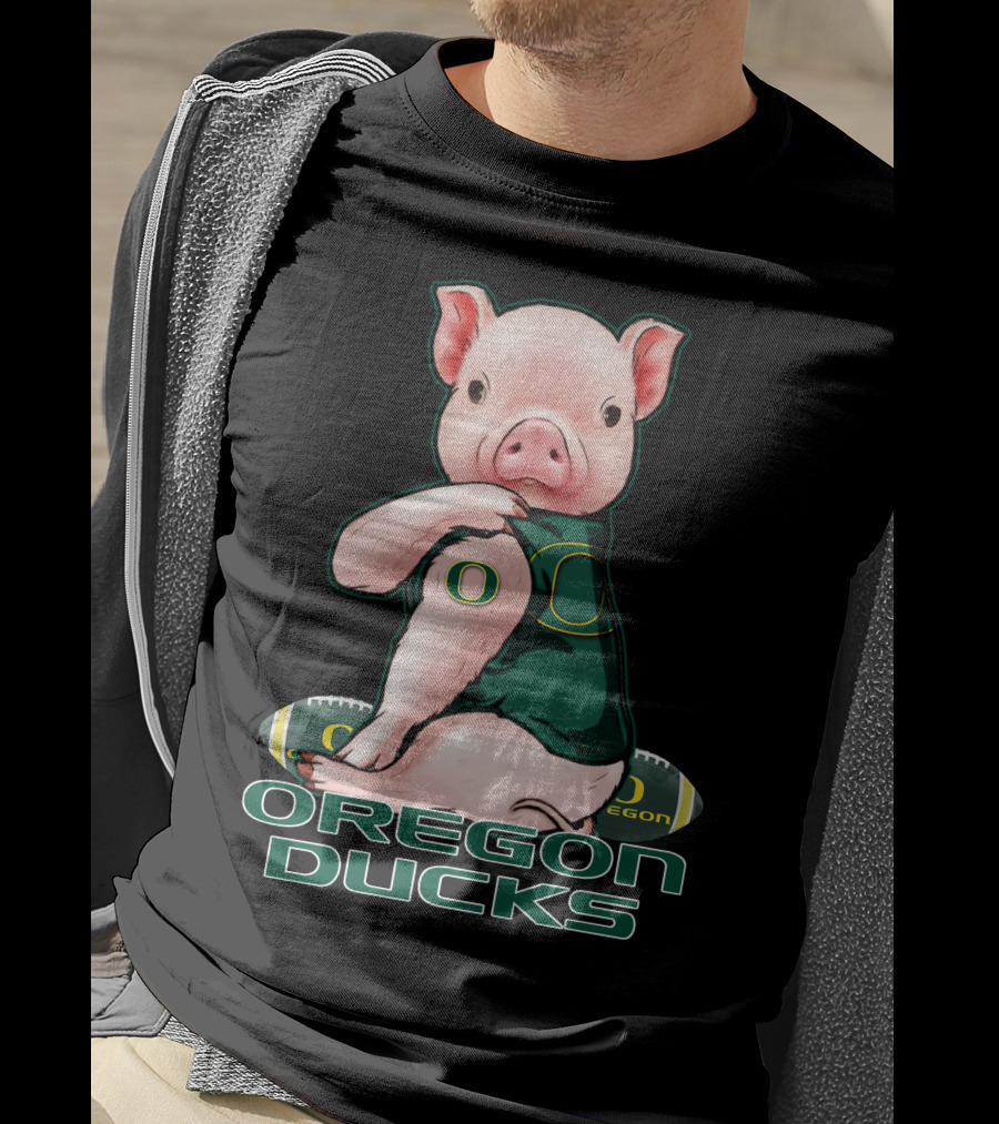 Pig Wearing Oregon Ducks Football Jersey T-Shirt