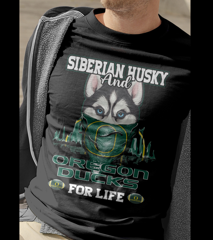 Siberian Husky And Oregon Ducks For Life T-Shirt