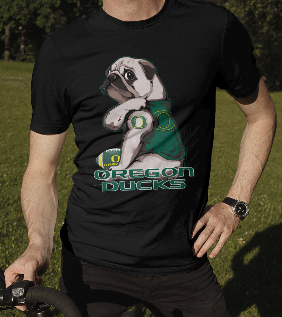 Pug Wearing Oregon Ducks Football Jersey T-Shirt