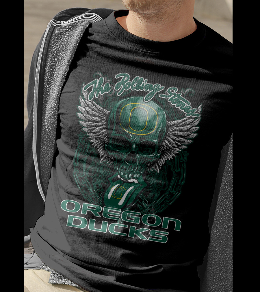 The Rolling Stones Oregon Ducks Winged Skull T-Shirt