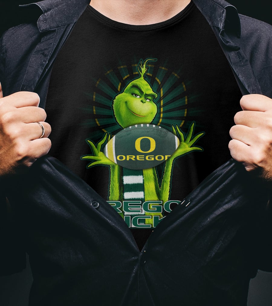 Grinch Holding Oregon Ducks Football T-Shirt