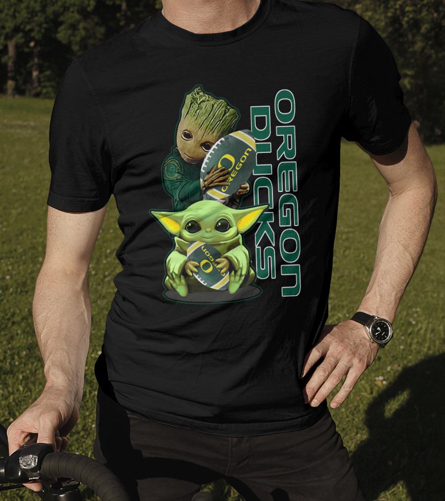 Groot Baby Yoda Oregon Ducks Football T-Shirt