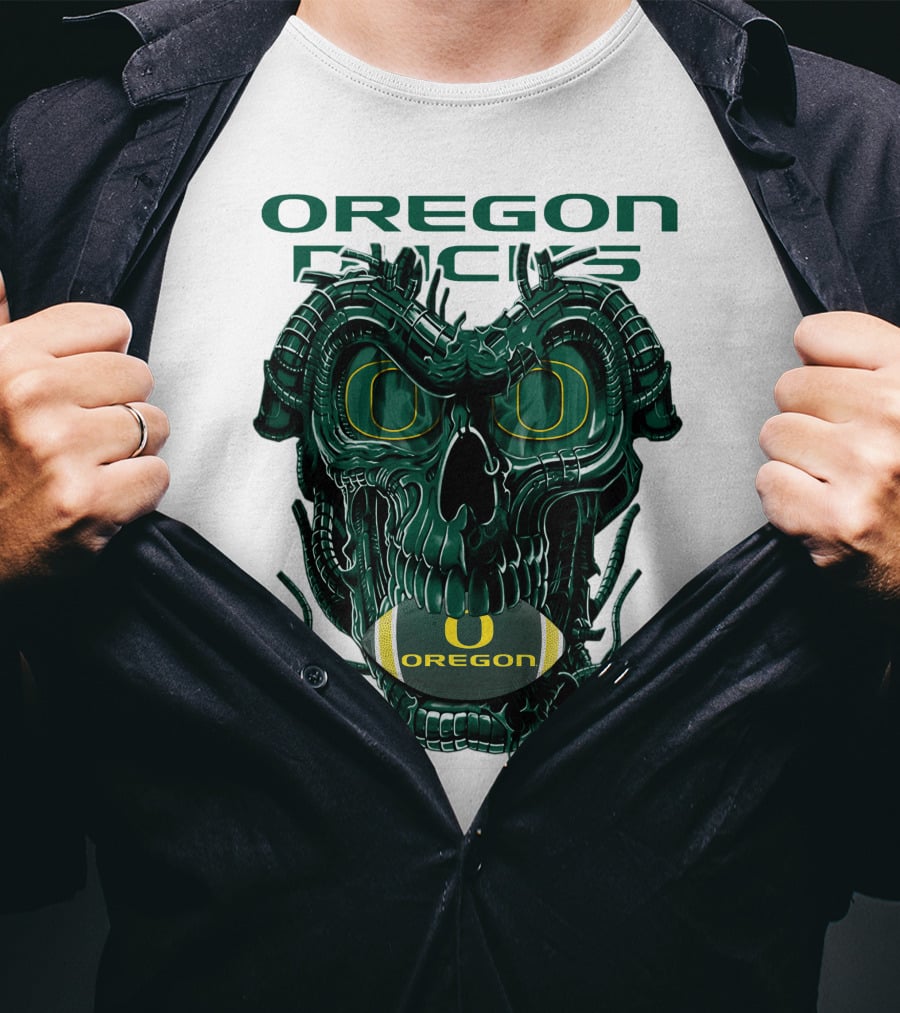 Oregon Ducks Dragonskull Football Fusion T-Shirt