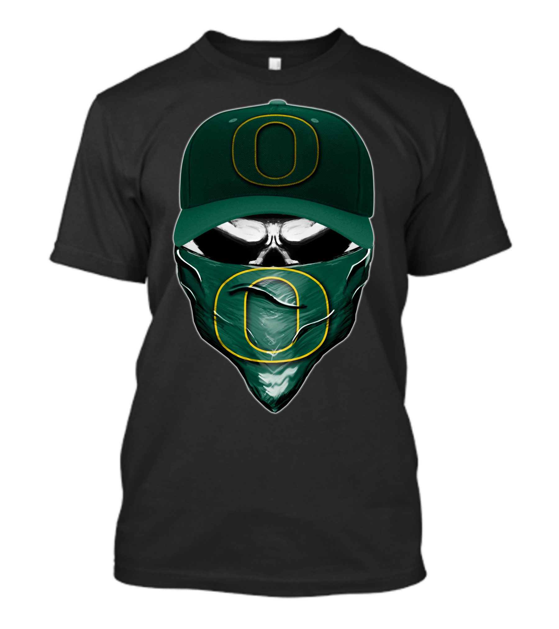 Skull Oregon Ducks Hat And Bandana T-Shirt
