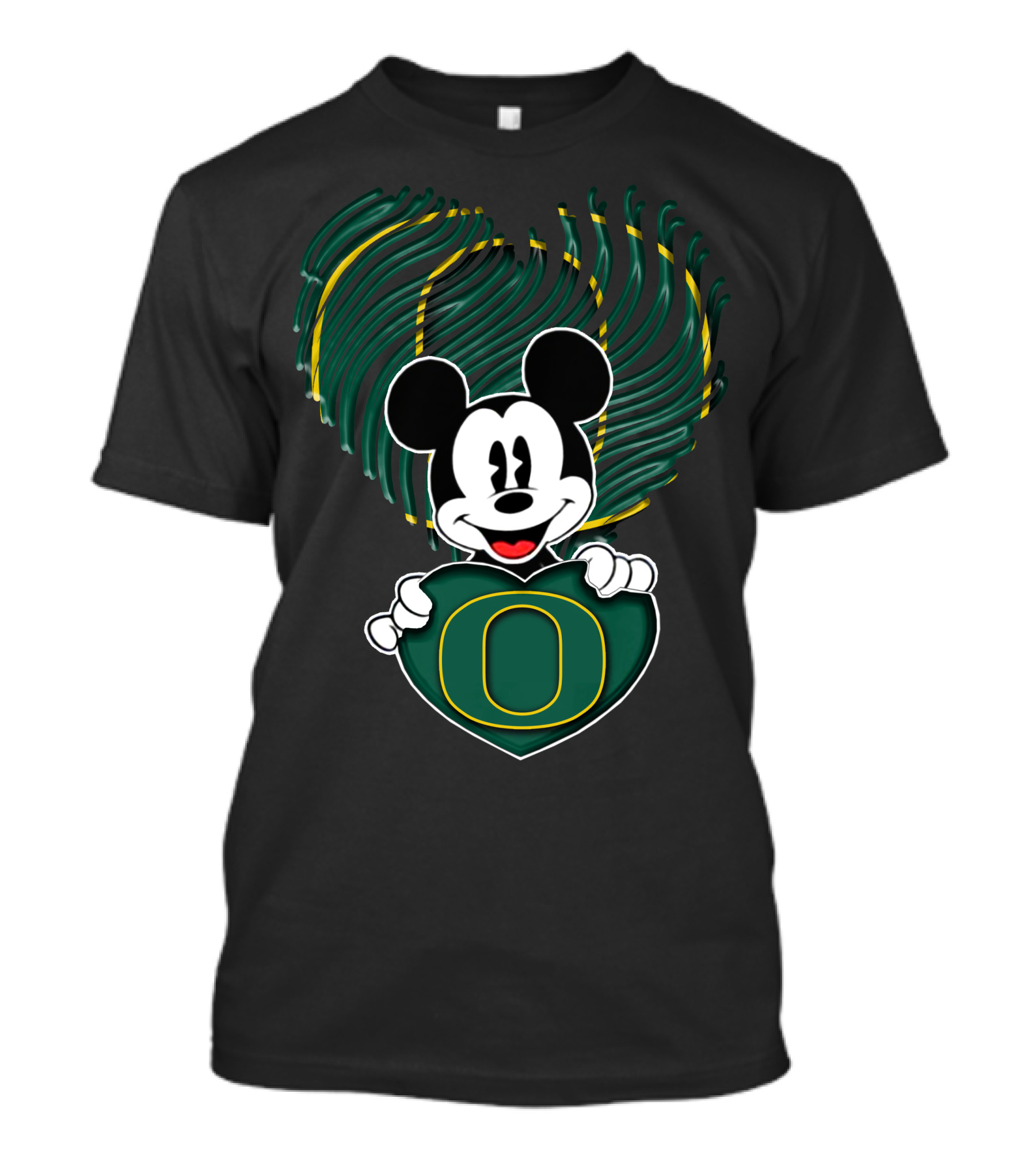 Mick Oregon Ducks Fingerprint Heart T-Shirt