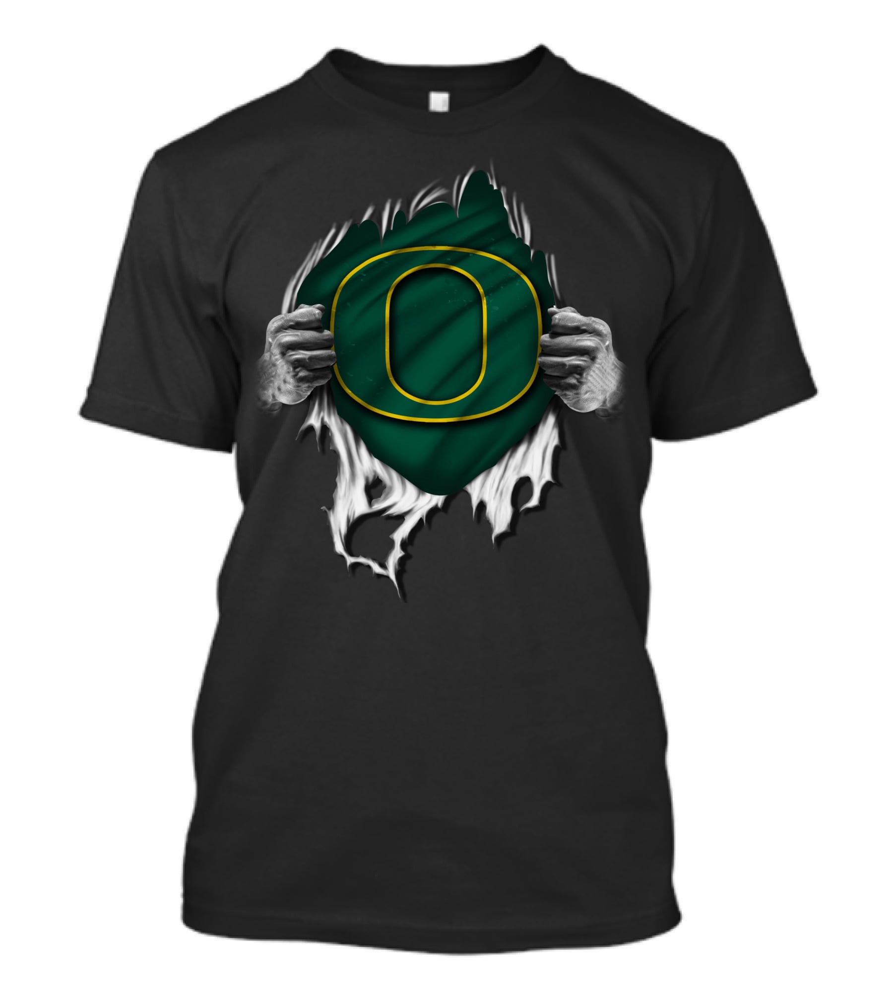 Oregon Ducks Torn Rip Look With Iconic O T-Shirt