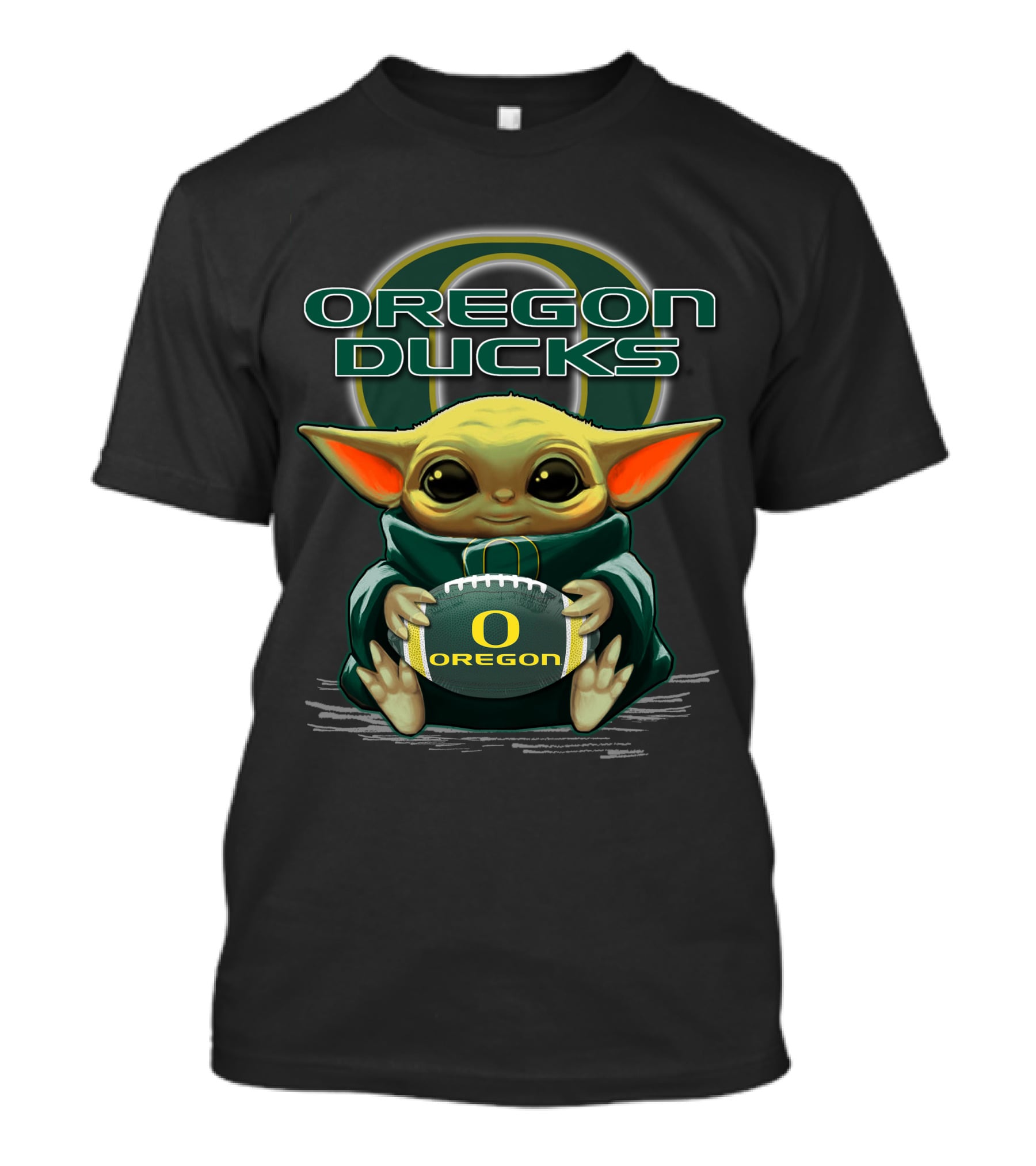 Oregon Ducks Baby Yoda Football T-Shirt