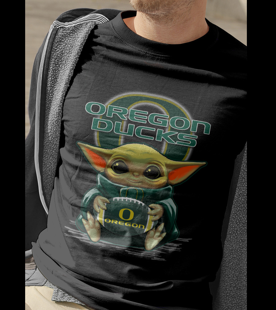Oregon Ducks Baby Yoda Football T-Shirt