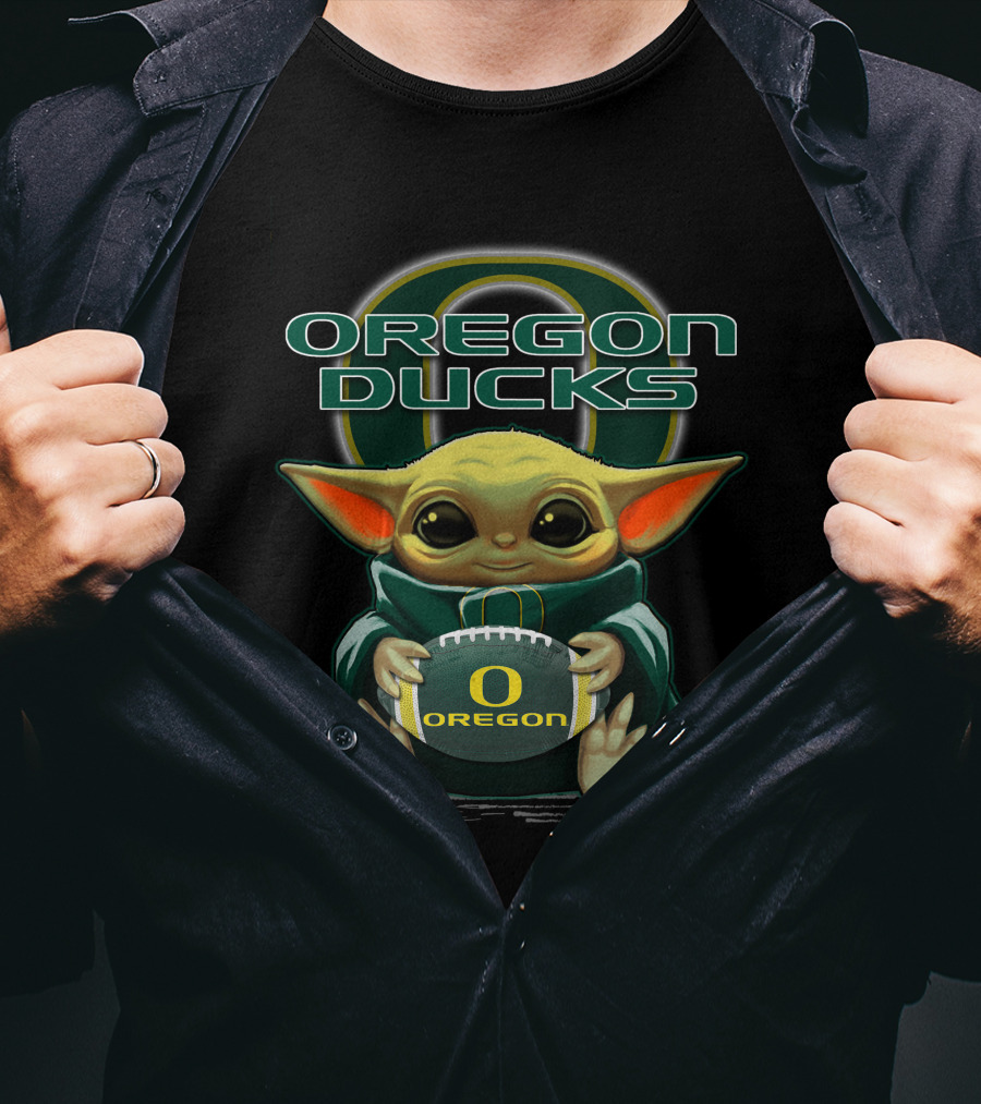 Oregon Ducks Baby Yoda Football T-Shirt