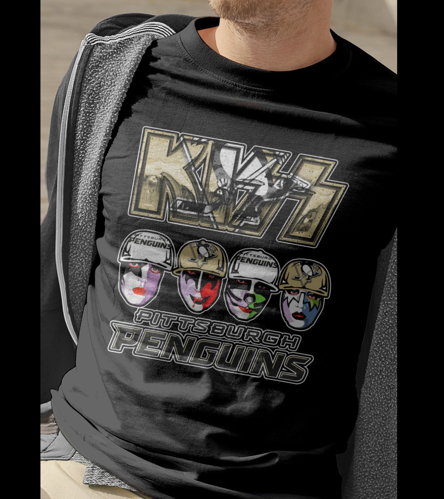 Kiss Pittsburgh Penguins Face Paint Hockey Collaboration T-Shirt