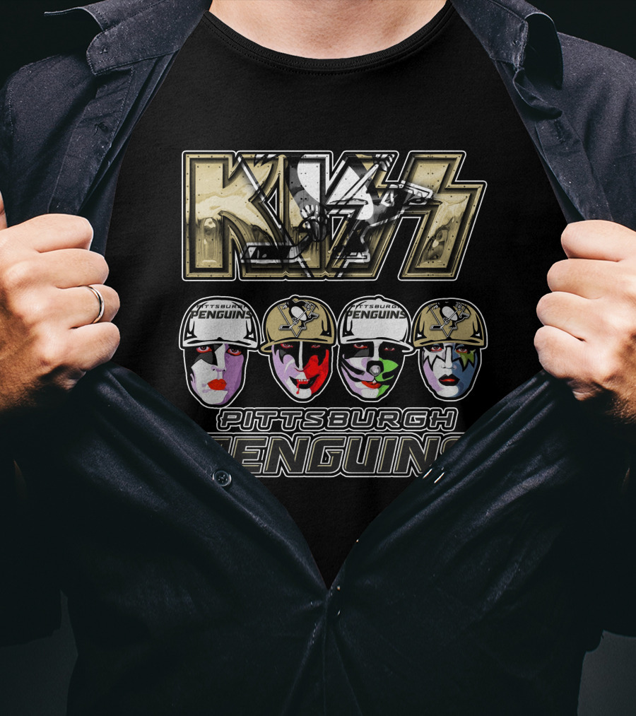 Kiss Pittsburgh Penguins Face Paint Hockey Collaboration T-Shirt