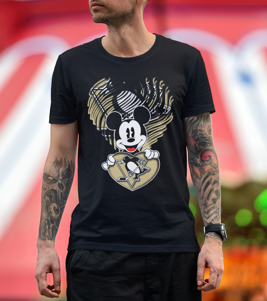 Mick Penguins Hockey Heart T-Shirt